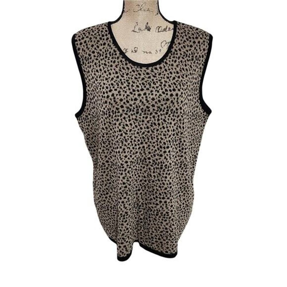 ELISAbeth Vintage Leotard Print Lightweight Sleeveless Sweater Vest size 2X